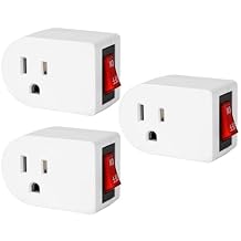 VSEER Grounded Outlet with ON Off Switch, Wall Tap Adapter Single Outlet Power Switch 15A 1875W/3 Prong Plug Switch in White, ETL Listed 3 Pack