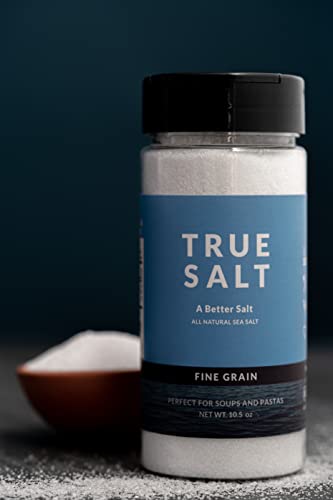 True Salt Fine Grain Salt - All Natural Sea Salt - Great For Keto, Bbqs, Grilling, Baking, Soups, Rubs, Steak, Chicken, Seafood, Bread, Sauces, Camping, Popcorn, Picnics, And Camping - 10.5 Oz Shaker #TOP2