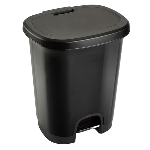 Acan Tradineur - Cubo de basura con pedal - Fabricado en Plástico - Capacidad de 27 Litros - 45 x 38 x 32 cm - Color Negro