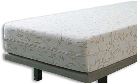 Velfont, Fully Enclosed Mattress Cover, BALI Elastic Terry Cotton Floral Patterned, Beige, King Bed Size Protector (150x190/200cm)