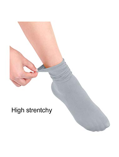 Image of uxcell Women Elastic Selvedge Cuffs Sheer Nylon Crew Socks 2 Pairs
