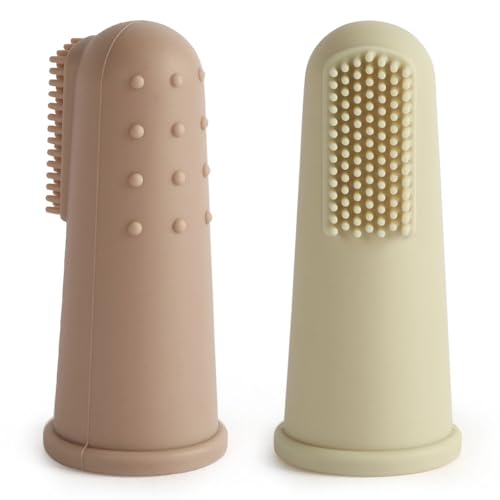Vicloon Brosses à Dents Doigt pour Bébé, 2PCS Brosse à Dent Doigt Bébé Silicone, 100%...