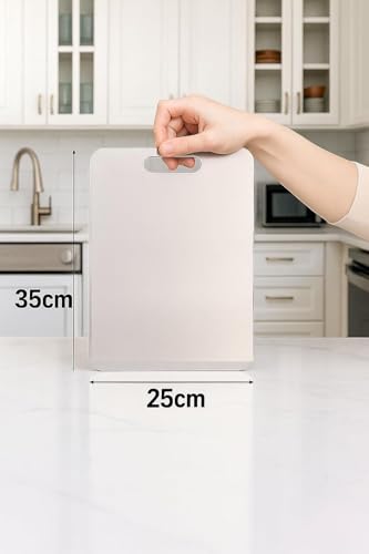 Image of PUREAGLE Stainless Steel Chopping Board for Kitchen - Cutting Board for Vegetables, Fruits, Meat, Kneading Dough, Cake Prep | Unbreakable, Heavy Duty, Easy to Clean (Silver, Large)
