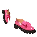 Women’s Loafers Flats Comfortable Slip-On Dress Shoes Orthopedic Platform Loafers,Leather Bow Platform Comfortable Chunky Lug Sole Slip on Dressy Business Shoes Round Toe Office Walking Footwe