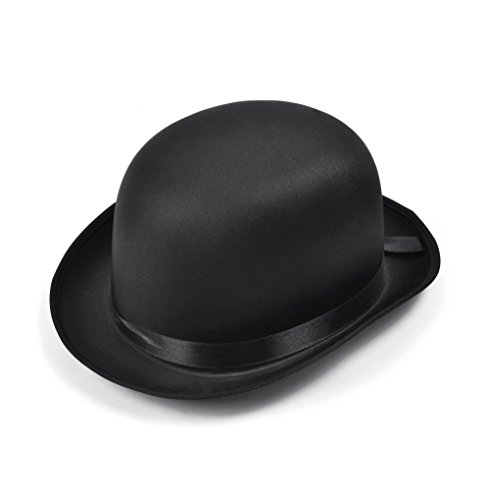 Bowler Hat Hardy Laurel Victorian Banker Fancy Dress Cosplay Add-on Black Satin Finish