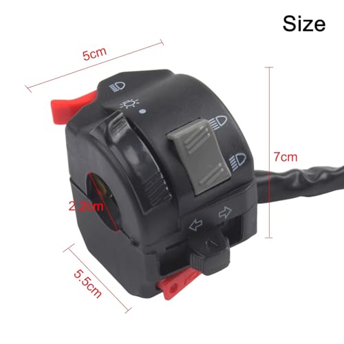 Interrupteur moto combiné étanche pour guidon avec commande d'éclairage 12V - 6