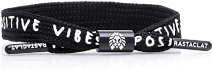 Rastaclat Original Hand Assembled Black Positive Vibes Adjustable Single Lace Bracelet for All Ages Men | Women