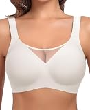 Werena Womens Jelly Wireless Bras Plus Size Minimizer Comfortable Bra Full Coverage Supportive No Underwire Seamless Tshirt Bralette (White,2XL)