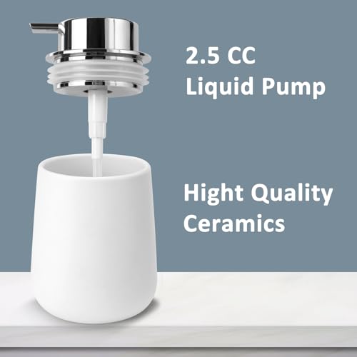 Image of Soap Liquid Dispenser Ceramic with Easy-to-Press Pump Hand Liquid Dispenser for Shampoo Bathroom Kitchen 12 oz 2pcs