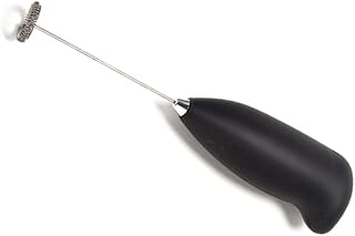 Stainless Steel Electric Milk Frother Handheld Operated Mixer Battery | Quick Mixing for Coffee, Eggs and Hot Cocoa, Easy to Clean, Black Finish
