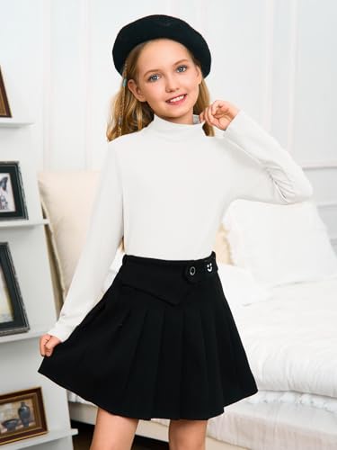 Girls Long Sleeve Mock Neck Pullover Tops Kids Fall Winter Basic Tops Active Layer Shirts 5-14 Years4