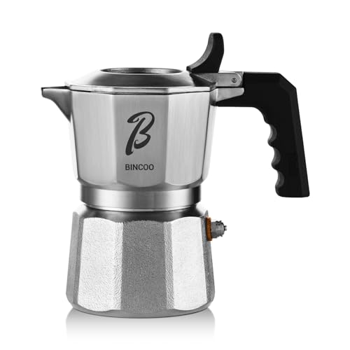 Bincoo Triple Valve Moka Pot 2 Cups - 316 Stainless Steel Stovetop Espresso Maker, Heavy Duty Italian Coffee Pot for Home Barista,Rich Crema