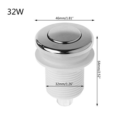 Miniatura 2 de Smalljun - Presostato De Aire De Encendido Y Apagado Con Botón Pulsador Para La Eliminación De Residuos En La Bañera, Blanco, 32mm