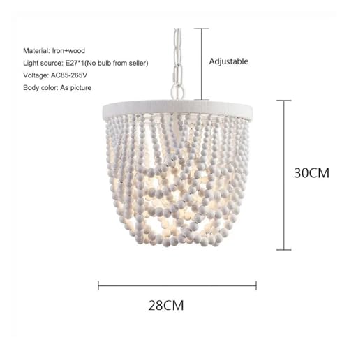 Chandelier perles de bois salon suspension vintage rustique