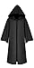Mescara Mantello Costume Cosplay Halloween Abito con Cappuccio Medievale Vintage Vestito Carnevale Accappatoio Unisex Boia Strega Vampiro per Adulti (XXL, Nero)