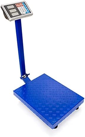 660lbs/300kg Weight LCD Display Electronic Floor Scale Folding Bench Scale Postal Scale Change HD Display Accurate LB/KG Price Calculator (Blue)