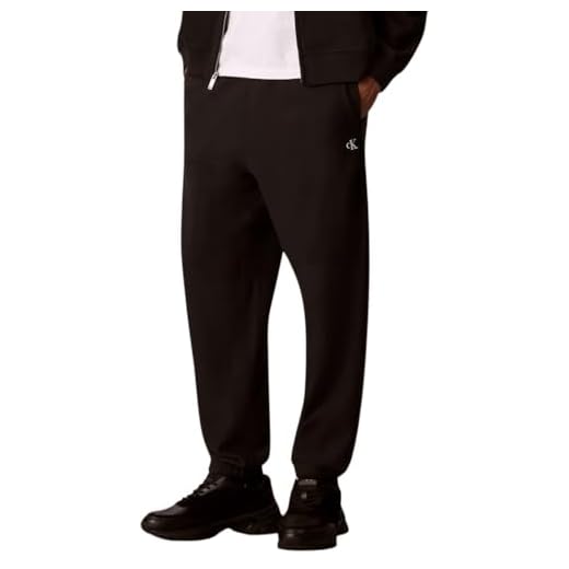 Calvin Klein Pantalón de chándal Hombre Terry Monogram con Bolsillo Trasero, Negro (Black), S