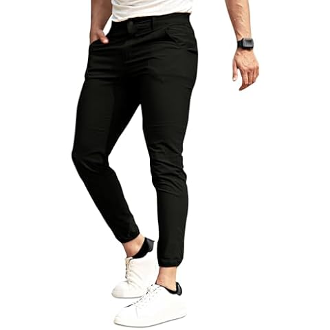 GINGTTO Mens Jogger Pants Skinny Lightweight Workout Pants for Men Slim Fit Tapered Black 32 Cover