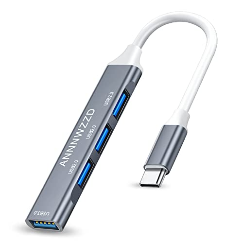 HUB 4 Ports USB Type C, ANNNWZZD Aluminium Multi Hub USB C vers 4 Ports USB 3.0 5Gbps Adaptateur Cover