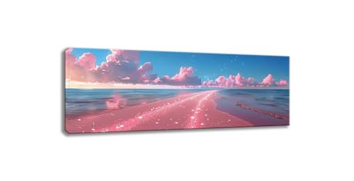 Kit Diamond Painting Grand Format Plage Rose 90x270cm - Activité Manuelle Anti-Stress Adulte