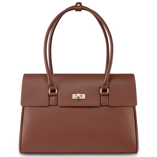 LOVEVOOK Laptop Bag for Women Work Tote 16 Inch Briefcase Messenger Bag Waterproof Business Office Professional Large Capacity Handbag Shoulder Bag,Brown