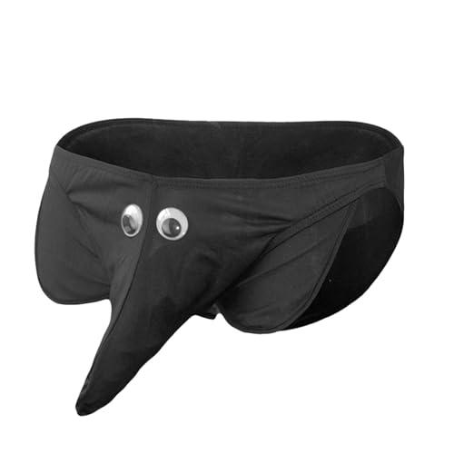 Generisch Calzoncillos con trompa, ropa interior sexual masculina, elefante con ropa interior slip, bañador corto para hombre, Negro , talla única