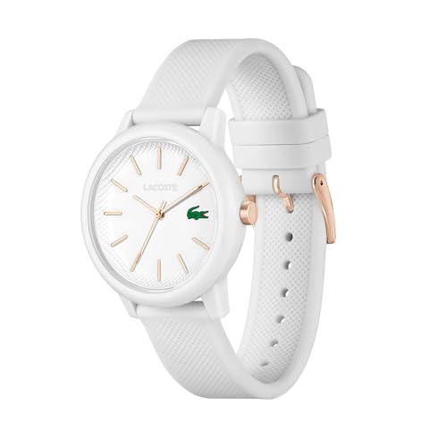 Lacoste Damski Analogowy Zegarek Kwarcowy z Silikonowym Paskiem 2001211, Biały