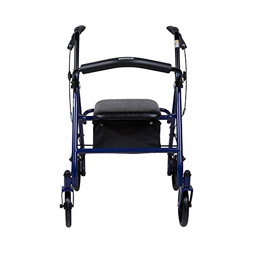 Mckesson Rollator Walker With Seat And Wheels, Steel, 300 Lbs Weight Capacity, Blue, 1 Count #TOP1