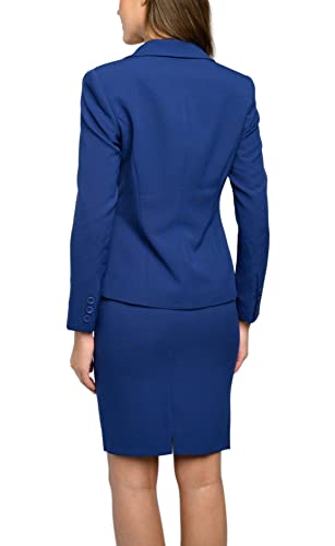 Partvece Women's 2 Piece Skirt Suit Set Business Office Lady Suits Blazer and Skirt Navy Blue