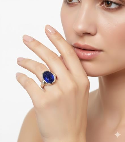 Image of 55Carat Choose Your Color Natural Gemstone Sterling Silver Statement Rings Oval Shape Handmade Sizes 5-12