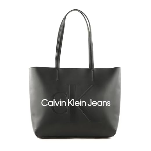 Calvin Klein Jeans Cabas Femme Sac Fermeture Éclair, Noir (Black), Taille Standard