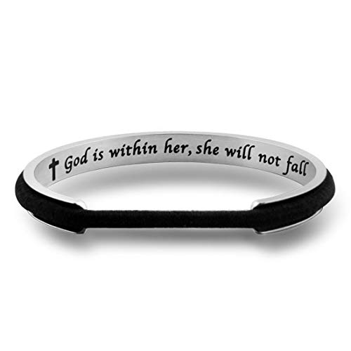 Zuo Bao Hair Tie Bracelet Psalm 46:5 God Is Within Her She Will Not Fall Cuff Bracelet Christian Jewelry Bible Verse Bracelet (Silver Hair Tie Bracelet) #TOP30