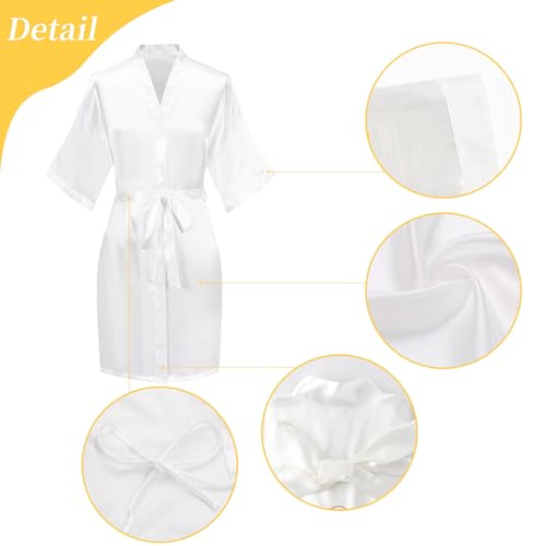 HANGGON Bride Bademantel, Satin Kimono Badmantel, Braut Bademantel + Hochzeit Pantoffeln mit Braut Kosmetiktasche, für Hochzeit JGA Partydeko (DE/NL/SE/PL, Alphanumerisch, XL, Regular, Regular, Weiß)