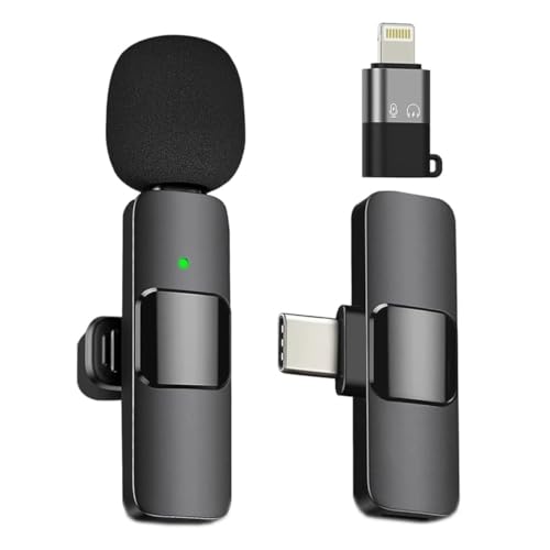 Image of K-8 Wireless Microphone, Collar Microphone for Type-C Android & iOS Noise Canceling Mic for Reels, Makeup Videos, Vlogging, Clip-On for YouTube, Singing, Video Recording, Podcasting