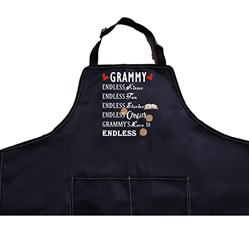 Pxtidy Grammy Kitchen Apron Grammy Gifts Grammy’s Love Is Endless Grandma Kitchen Cooking Apron Grammy Thank You Gift (Black) #TOP1
