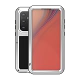 LOVE MEI Military Rugged Case for Samsung Galaxy S24Fe, with Tempered Glass Screen Protector (Silver)
