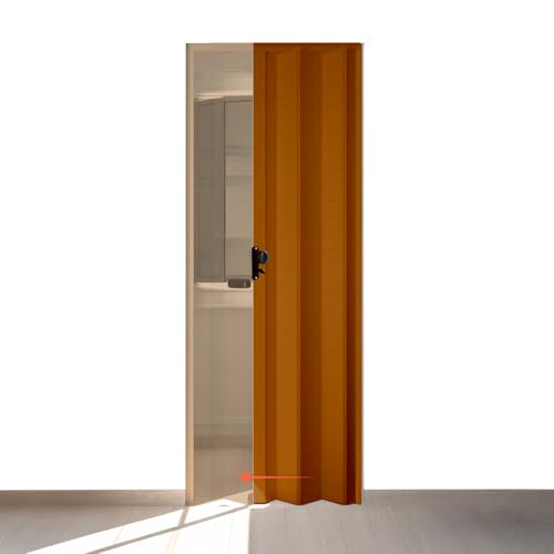 AVILIA Porta a Soffietto Noce Venato 85x215 cm con Inserti in PS – Chiusura Magnetica, in PVC Resistente per Interni – Design Elegante e Salvaspazio