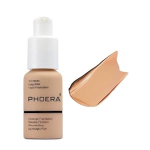 PHOERA Foundation,Full Coverage Flawless Soft Matte 24 HR Oil Control Waterproof Concealer Makeup. (1 Pcs-104- Buff Beige)