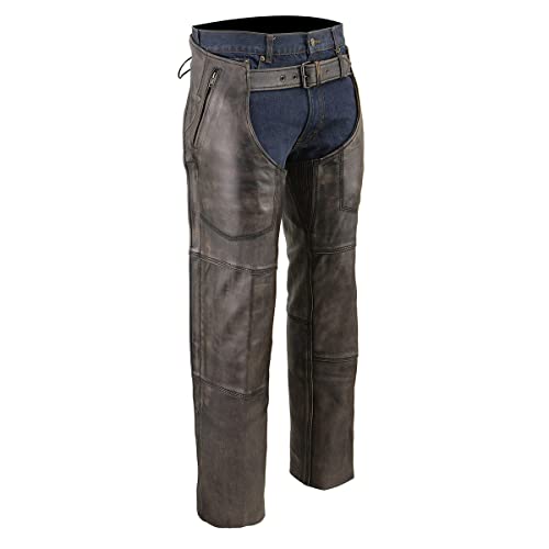 Image of Milwaukee Leather Men's Thermal Lined Premium Leather Motorcycle Bikers Riders Chaps