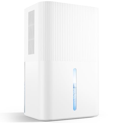 Deshumidificador 2700ML, Deshumidificador Eléctrico Silencioso Temporizador, Modo Sueño, Luz Nocturna de 7 Colores, Portátil, Ideal para Apartamentos, Baños y Sótanos (1200ML/24H)
