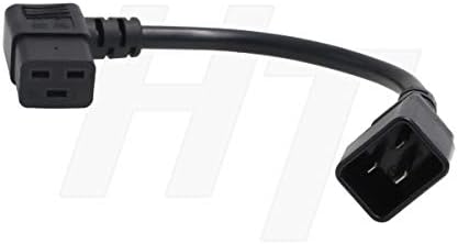 HangTon UPS PDU Power Cord Adapter Right Angle IEC320 C19 to C20 16A 250V 3 Prong Extension Cable 14AWG (11 inch, 1pack)