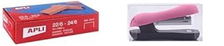 Lote APLI Pack de 10.000 grapas de cobre galvanizadas no. 22/6-24/6 (18964) + Grapadora ergonómica Nordik Collection color ROSA. (18408), Grapado hasta 40 hojas grapas