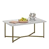 Function Home 42 Inch Rectangular Coffee Table, Storage Cross Legs Cocktail Table, Faux White Marble...