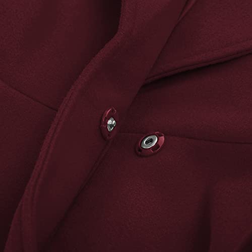Grace Karin Women's Classic Trench Coat Sexy V Neck Swing Hem Overcoat With Belt Wine Red M #TOP5
