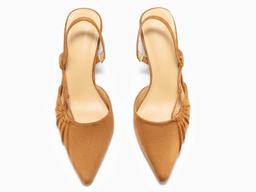 Image of Coutgo Womens Slingback Kitten Heels Closed Pointed Toe Pumps D'Orsay Wedding Party Dress Shoes