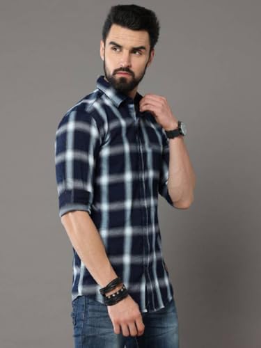 Image of NoseQueen Men's Checked Cotton Shirt | Full Sleeve Regular Fit Casual Shirt for Men | Soft Breathable Checkered Shirt