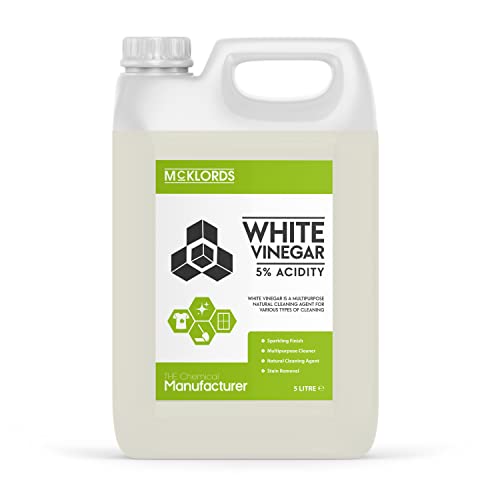 McKLords - White Vinegar - 5% Acidity | Multi Surface Cleaner - 5 Litre, Clear