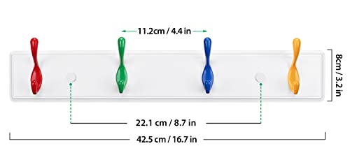 Wall Mount Coat Rack, Kids Mounted Organizer For Closet, Bathroom, Bedroom, Entryway, Hallway, Foyer, Heavy Duty Double Hooks Hanging Towels, Hats, Bags, Backpacks, Jackets, Keys (Mix4, 4 Hooks) #TOP1
