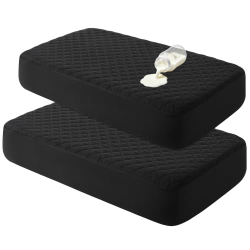 BEDSUM 2-Pack Waterproof Mini Crib Mattress Protector, 28" x 52", Black