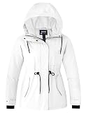 Skieer Women's Waterproof Ski Jacket Hooded Fleece Winter Jacket Warm Snow Coat(White-M)